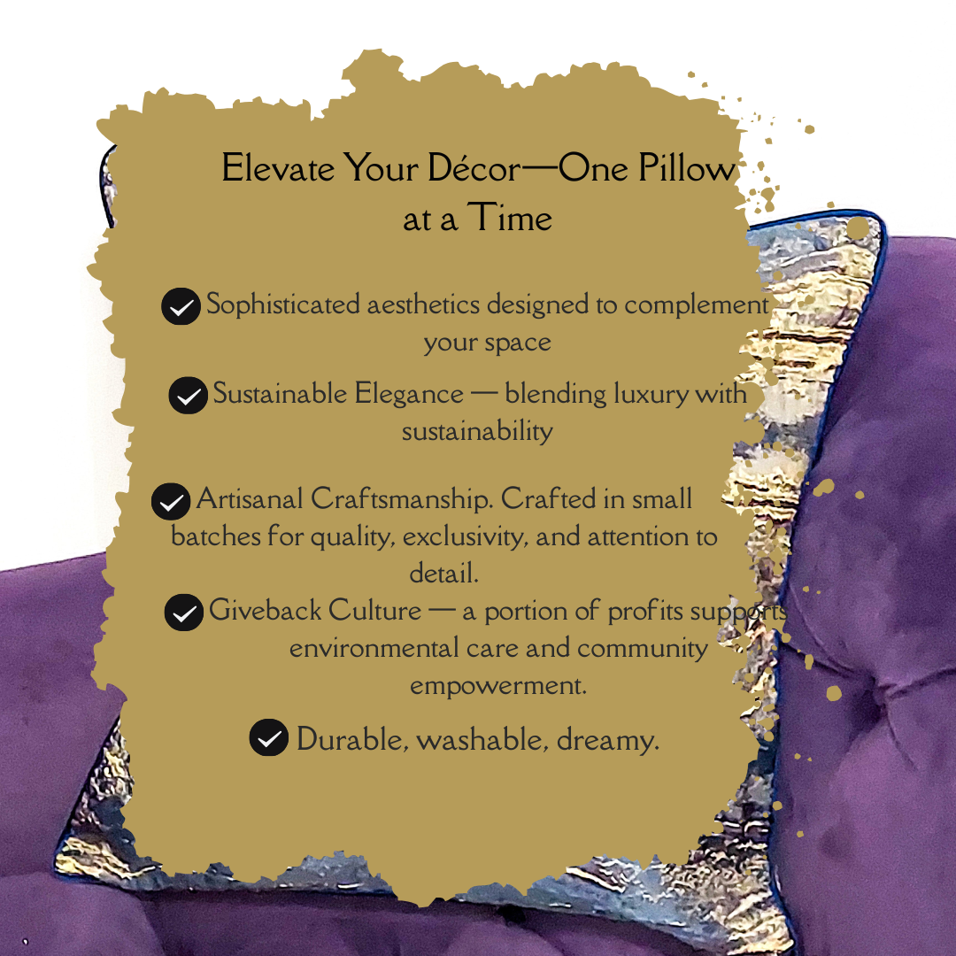 Blue and champagne abstract luxury throw pillow