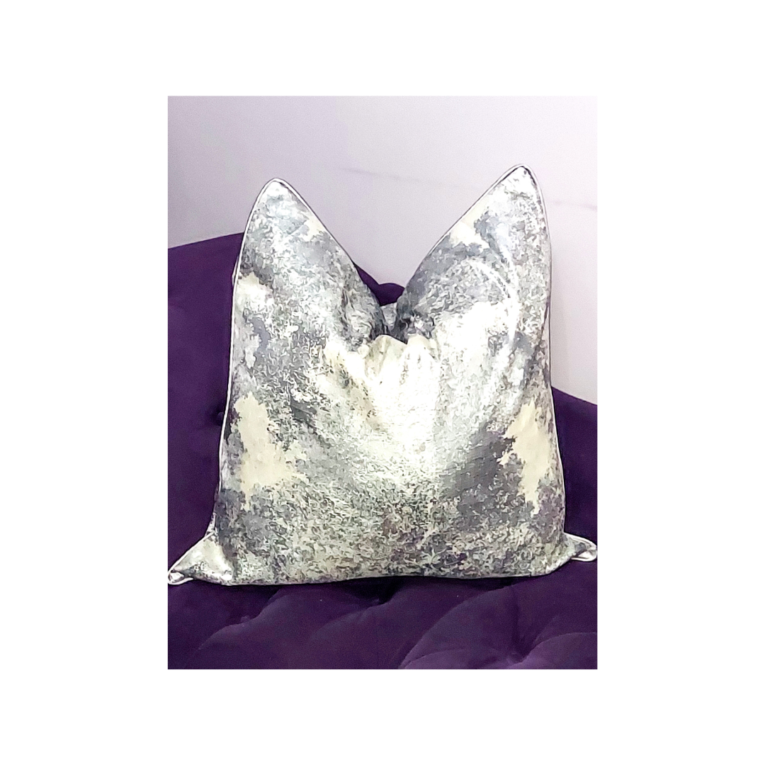 24x24 inch silver and ash jacquard luxury accent pillow