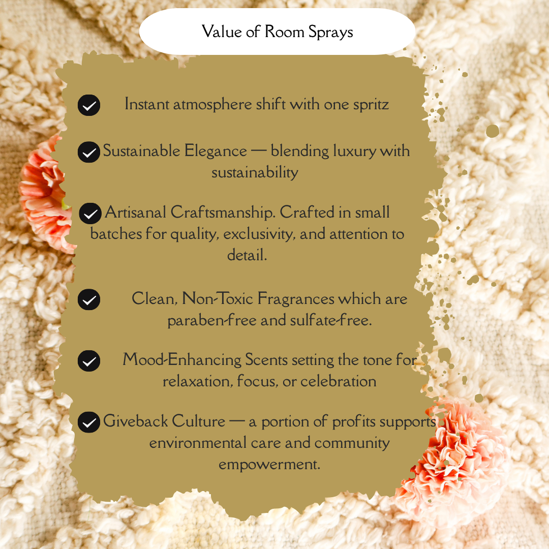 Luxury room spray surrounded by butterscotch and peppermint