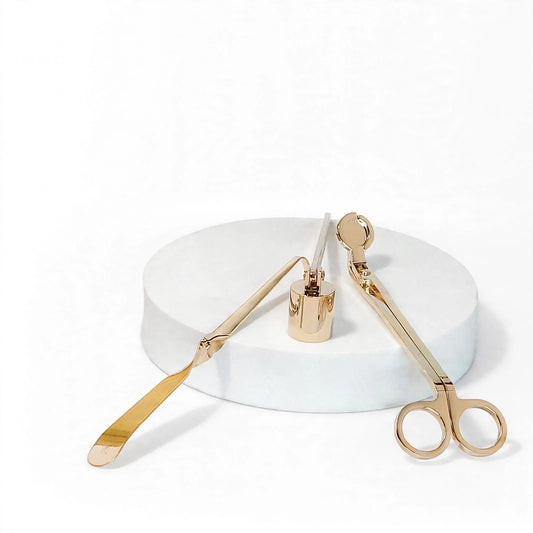 Rich Gold Luxury Candle Care Kit | Wick Trimmer, Dipper & Snuffer Set