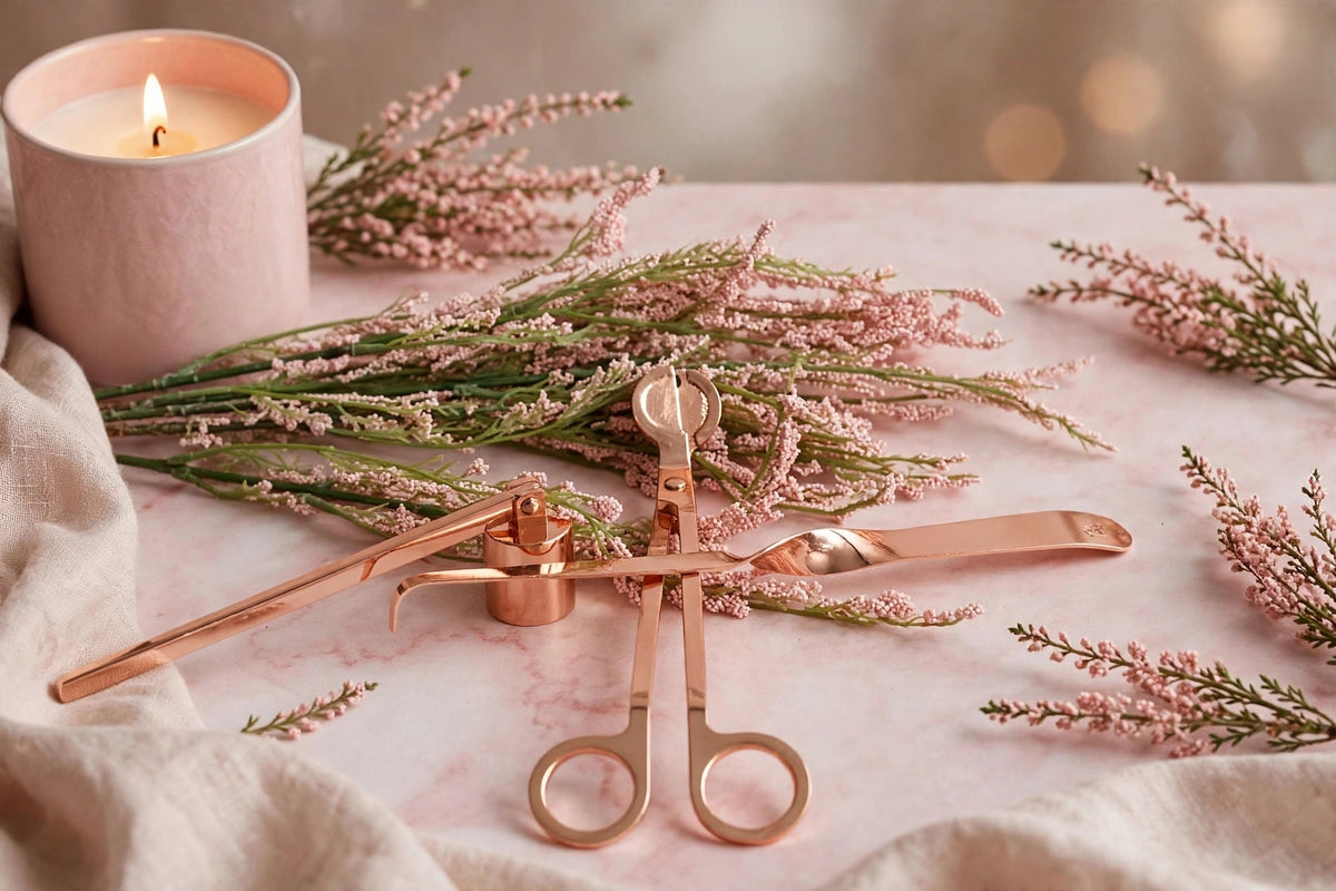 Rose Gold Luxury Candle Care Kit | Wick Trimmer, Dipper & Snuffer Set