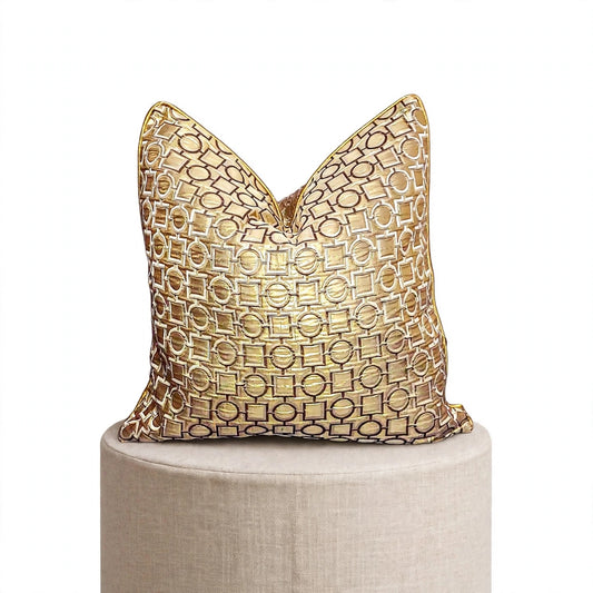 Gold Geometric Chain  Luxury Throw Pillow | Modern Textured Home Décor