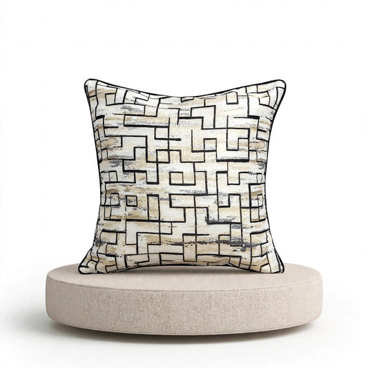 Blue Maze Geometric Luxury Throw Pillow | Modern Textured Home Décor