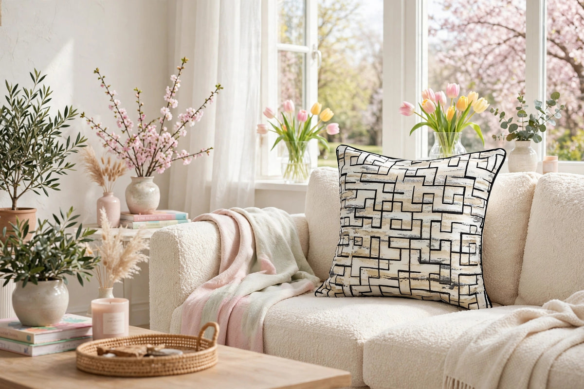 Blue Maze Geometric Luxury Throw Pillow | Modern Textured Home Décor