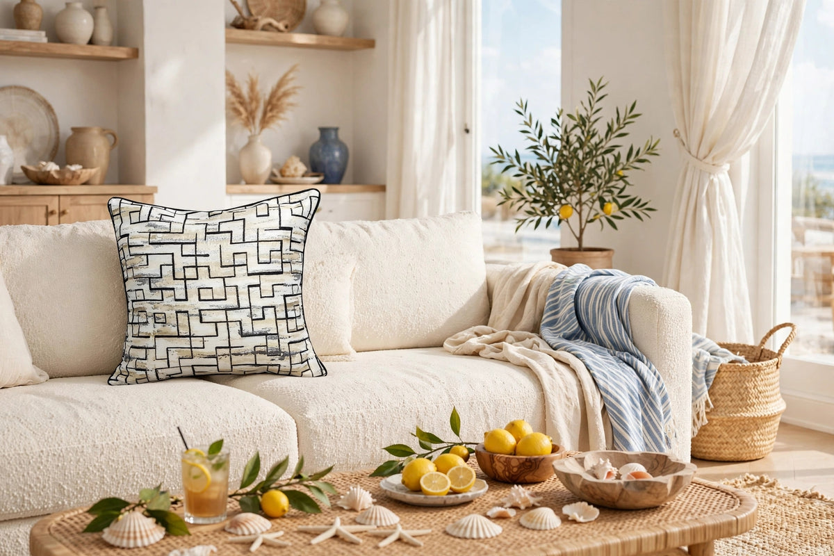 Blue Maze Geometric Luxury Throw Pillow | Modern Textured Home Décor