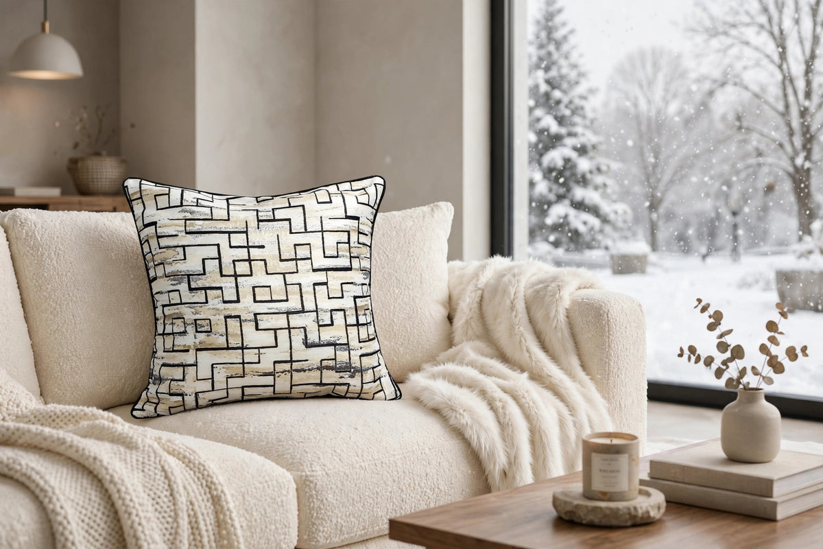 Blue Maze Geometric Luxury Throw Pillow | Modern Textured Home Décor