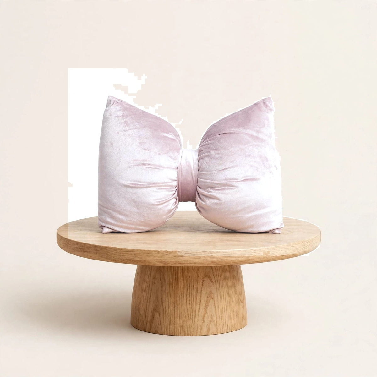 Dusty Pale Pink Velvet Bow Luxury Throw Pillow | Modern Textured Home Décor